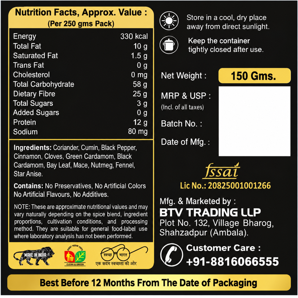 BTV Garam Masala | Aromatic Indian Spice Blend
