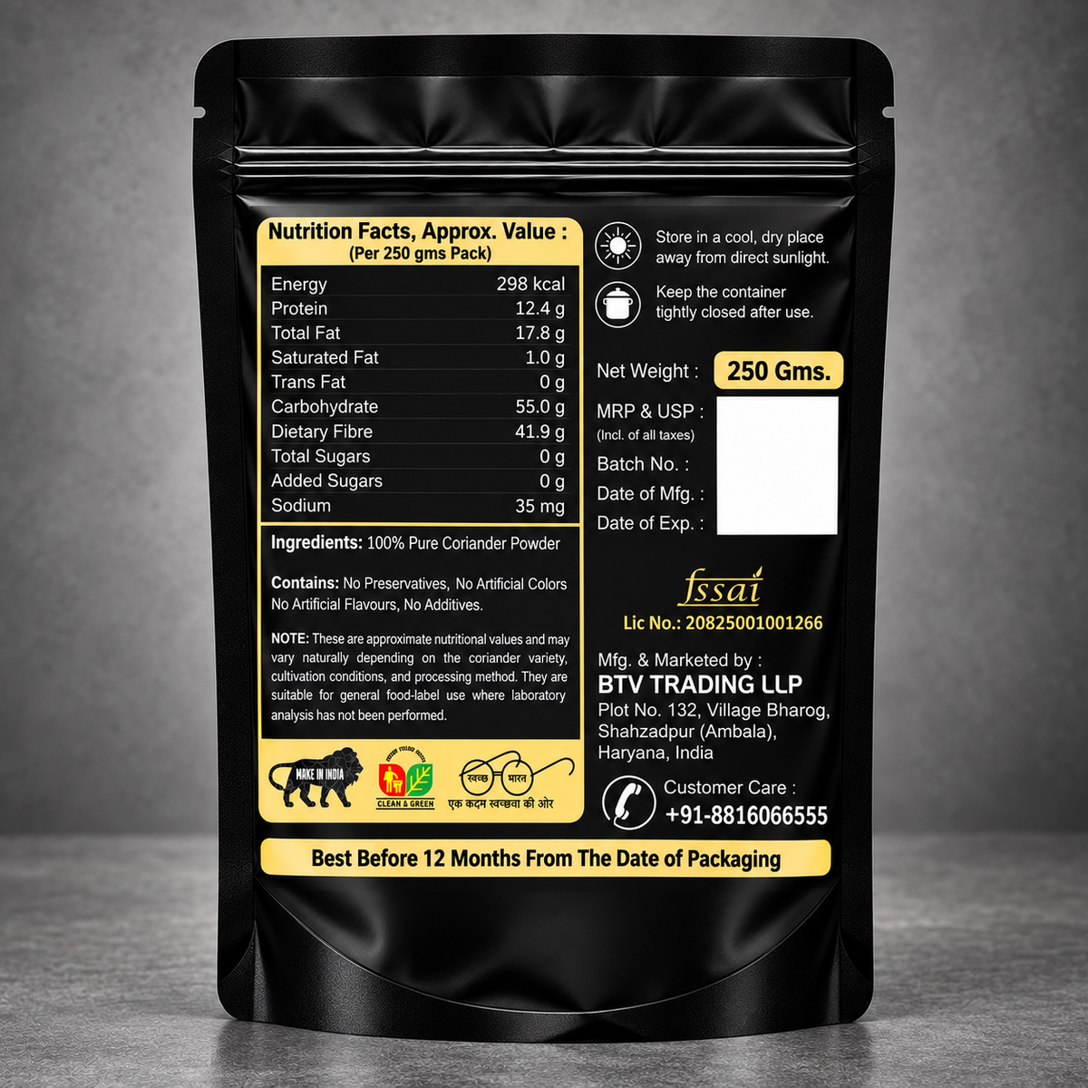BTV Coriander Powder | 100% Pure Dhaniya Powder