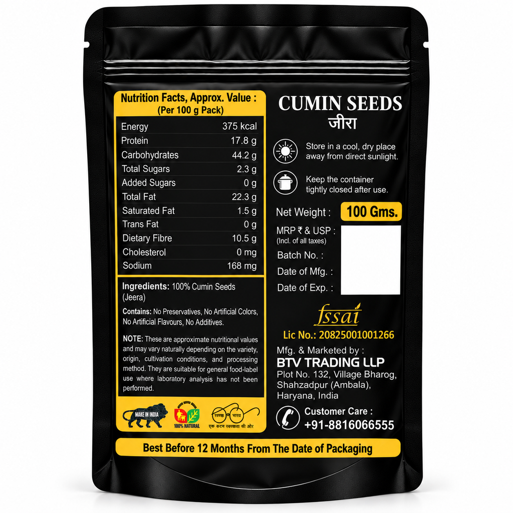 BTV Jeera Sabut | 100% Pure Whole Cumin Seeds